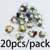 (20Pcs/Pack) 5.5x5cm Simulated Flower Ribbon Rose Tulip Bow Wedding Candy Box Clothing Accessories Decoration F 5.5x5cm