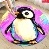 Giraffe Print Round Area Rug Animal Themed Non-Slip Floor Carpet Whimsical Safari Aesthetic Decor Mat for Living Room 80cm x 80cm