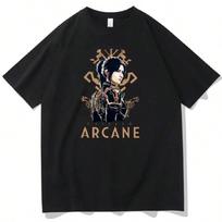 Arcane T-Shirt O-Neck Short Sleeve Shirts Fans Gift Graphic T Shirts Anime Women Short Sleeve Harajuku Shirts.Jpg S įvairiaspalvis