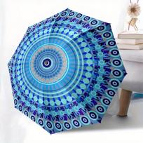 Blue Evil Eye Mandala Wall Art Decor - Circular Design, Abstract Geometric Pattern, Spiritual Protection Symbol, Home Decor Ac