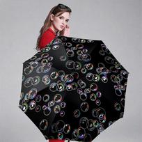 Automatic Folding Umbrella with Color-Changing Soap Canopy - Self-Opening/ Closing, 8-Rib Compact Portable Collapsible Design,