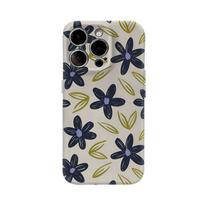 Navy Flower & Olive Leaf Phone Case for IPhone 17AIR 16E 16 15 14 13 12 11 17 Pro Max Plus Double-layer Back Cover IPHONE17PRO