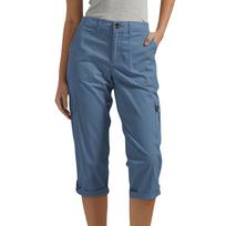 Women's High Waist Cargo Capri Pants with Multiple Pockets Adjustable Hem Button Closure Casual Fit Durable Fabric XXL mėlyna