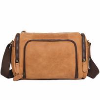 Handmade Cylindrical Shoulder Bag First Layer Cowhide Messenger Bag Crazy Horse Leather Simple Fashion Casual Men'S Bag Ipad Bag