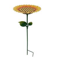 Sunflower Bird Feeder Bath for Outdoor Metal Flower Bee Watering Station with Stake Decorative Butterfly Pollinator Feeder Tray for Yard Lawn Patio citrinos geltonos spalvos