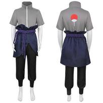 Naruto Ninja Uchiha Sasuke Cosplay Costume Set Party Fancy Dress Halloween Costume For Aldult XS pilka spalva