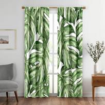 2 vnt. žalias monsteros lapo užuolaidų rinkinys, botaninis spaudinys, šviesą filtruojančios užuolaidos, tropinis bohemiškas namų dekoras svetainei, miegamajam 24x59in(60x150CM)x2&Rod Pocket