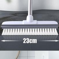 Long Handle Hard Bristle Floor Scrubber For Bathroom And Toilet, Dual Function Scraper And Brush For Tile Grout Cleaning, Extendable Cleaning Tool 95cm gray