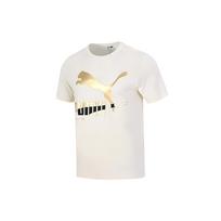 Puma auksinio folijos logotipo spaudinio sportiniai marškinėliai su apvalia apykakle vyriški viršutiniai drabužiai Off-White 534147-73 XL beige