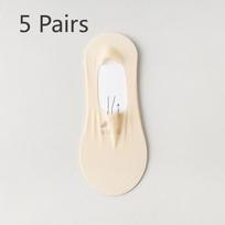 5 Pairs Boat Socks for Women Summer Ultra-thin Shallow Mouth Invisible Socks for Women Silicone Non-slip Heel Socks 5 Pairs