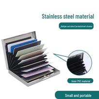 Nešiojamas nerūdijančio plieno kortelių laikiklis su RFID blokavimu - Unisex, Minimalistinis dizainas Black