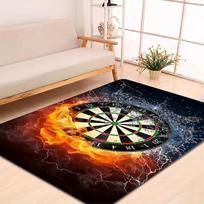 Dart Board Area Rugs Fire Water Design Born To Play Champion Theme Game Room Carpets for Man Cave Decor 40x60cm