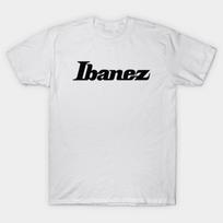Men Black Print T-shirt Ibanez No-Cut Transfer Paper Print Cotton Tshirt 3XL balta