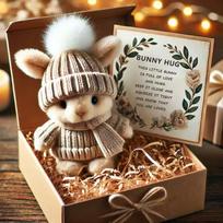 Mini Bunny Hug Cute Easter Gift Plush Bunny With Knitted Hat And Soft Pocket Emotional Support Rabbit With Gift Box Card