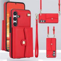 Odinė rankinė per petį piniginė, skirta Samsung Galaxy A15 A54 A14 A13 A51 A52 A53 A12 A73 A71 A50 A70 A20, su dirželiu, kortelių dėklas For Galaxy A71 4G raudona