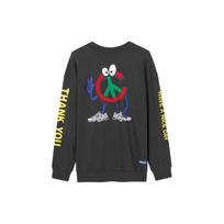Skechers Ctm Series Letter Cartoon Print Loose Pullover Sweatshirt Unisex Sweatshirt Obsidian L121U081-00NP M
