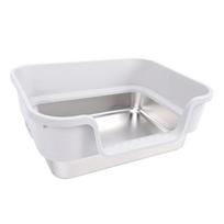 Stainless Steel Cat Litter Box Low Side Entry Litter Box High Side Spill Proof Cat Litter Box for Home Light Grey šviesiai pilka spalva