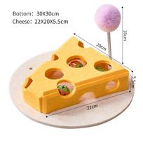 Funny Felt Cat Puzzle Play Box with Ball Hollow Interactive Cat Scratch Resistant Cat Claw Grinding Indoor Use geltona
