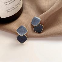 Fashion Purple Crystal Square Drop Earrings For Women Luxury Zircon Asymmetric Charms Earrings Wedding Jewelry Accessories