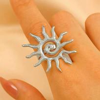 Stainless Steel Spiral Circle Stud Earrings Necklace Ring for Women Fashion Sunflower Hollow Clavicle Chain Party Jewelry Sets