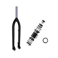 Funsea 29BLK Hi-ten Steel #1020 Bicycle Rigid Fork Bike Parts with Disc Brake Mount for 10mm Axle Open Mount 100mm Threadless Fork headset 1 set