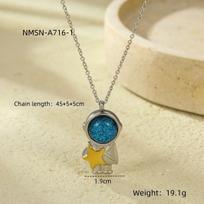 GEMCHIC Women's Astronaut Star Moon Pendant Necklace Stainless Steel Titanium Steel Choker