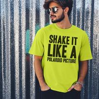Shake It Like A Polaroid T-Shirt Mens Womens Tees Top Personalised Fancy Dress Hen Party Festival 00s 2XL