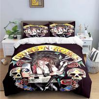 3D Print Guns N Roses Gnr Band Retro Bedding Set Boys Girls Twin Queen King Size Duvet Cover Pillowcase Bed Boys Adult 155x215cm 3pcs