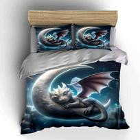 Fantasy Dragon Moon Night Setup  Exquisite Three-Piece Bedding Set Gift For Kids And Adults EU Twin 135X200cm&set