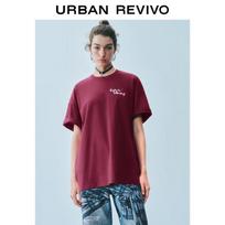 UR Women's Graphic Cotton T-Shirt L vyno raudonos spalvos