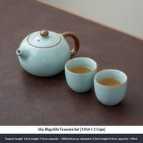 Sky Blue Xi Shi Teapot Cute Small Tea Set 1 Pot 2 Cups Gongfu Tea Insufer Family Party  Maker Household Simple Single Teaware