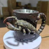 3D Radiant Scorpion Monster Mug Creative Tail Shaped Handle Stainless Steel Inner Tank Resin Craftsmanship Water Cup Coffee Cup