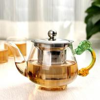 350ml Green Handmade Teapot With Filter Heat Resistant Glass Tea Pot Infuser Stainless Steel Kettle Wholesale Tea Pots Drinkware