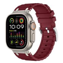 Silicone Strap For Apple Watch Ultra 3/2 49mm 11 10 9 8 7 46mm 45mm 42mm 41mm Modified Metal Integration Band iWatch 6 5 SE 44mm 38mm 40mm 41mm vyno raudonos spalvos