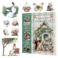 ABBY-Garden Junk Journal Stickers, Scrapbook Supplies 50 Sheets, Watercolor For Adults Green žalia
