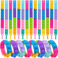 102050PCS Bracelet Fidget Toys Push Stress Relief Bubble Sensory Toys Rainbow Silicone Bracelet Party Favors for Kids Adults