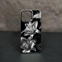 Black and white lily flower pattern phone case suitable for iPhone 17 16 15 14 13 12 11 Pro/Max/Plus anti drop and shockproof iPhone 16PROMAX