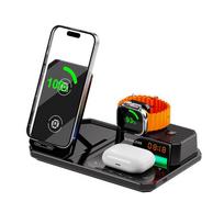 30W Digital Clock Wireless Charger RGB Light Bluetooth Speaker Fast Charging Station for Iphone Airpods Pro Apple Watch Stand juoda