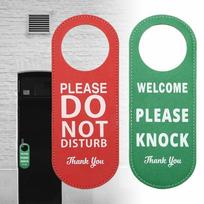 Bulletin Board Leather Double-sided Door Sign Do Not Disturb Please Knock Signs Door Knobs Meeting Room Door Hanger Tags Label