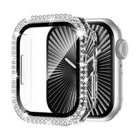 Screen Protector For Apple watch Case 10 11 42mm 46mm 38/40/41/44/45mm Diamond Bumper Tempered Glass Series 9 7 SE 6 8 5 Cover 42mm Series 10 11