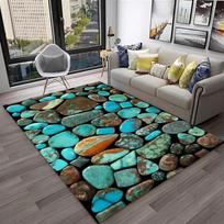 3D Stone Pebbles Footprint Beach Carpet Rug for Home Living Room Bedroom Sofa Doormat Decor,Kid Play Area Rug Non-slip Floor Mat 40x60cm(15x23in)