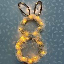 Charming Easter Bunny Wreath With Twinkling Led Fairy Lights For Party Decorations StyleI