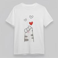 Women'S Slight Stretch Classic T Shirt Cat Paw Prints With Hearts S įvairiaspalvis