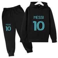 Football Star Messi Children's Hoodies Set Street Fashion Boys and Girls Autumn Sports Pullover + Sweatpants 2 Piece Set Outdoor 100