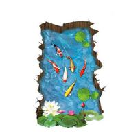 Creative 3D Lotus Brocade Carp Pond PVC Sticker Waterproof Indoor Decal Decor