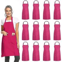 12 Pack Plain Bib Aprons With 2 Pockets - Black Unisex Commercial Apron Bulk juoda