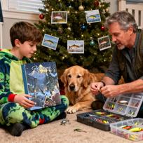 Fishing Calendar Advent 24-Day Fish Bait 2025 Party Favors Christmas Fishing Bait Kit Countdown Calendar For Men Boys Husband A