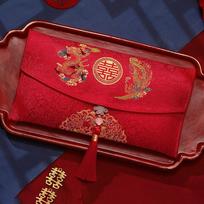 Multiple Patterns Wedding Red Packet Best Wishes Tassel Design Cloth Chinese Money Pocket HongBao Embroidery (as the picture,9x15cm&5x5x5cm)