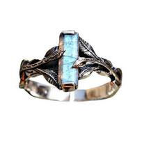 Ring, Bohemian Vintage Leaf Rectangle Zircon Women's Hug Ring