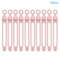 10pcsSilicone Cable Ties,Cord Organizer,Cable Straps,Reusable Cord Ties,Cute Elastic Tie, Wire Ties Travel Cable Organizer rožinė